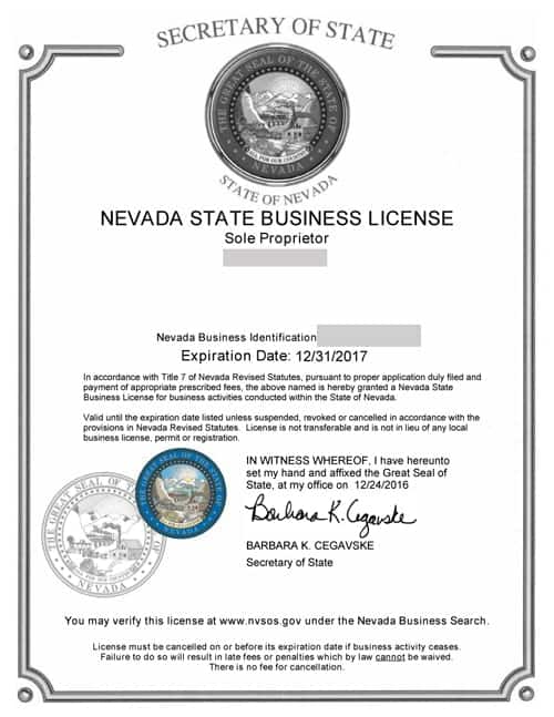 state of nevada business license lookup